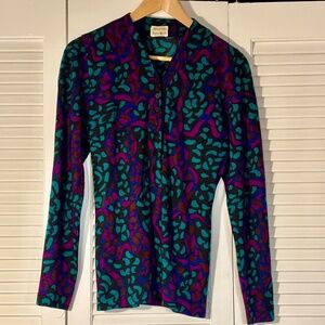 Vintage Missoni Unique Pattern Long Sleeve Slinky Top Blouse Small Neiman Marcus
